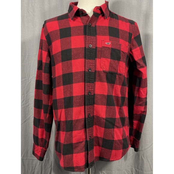 Hollister Other - Hollister Red Black Buffalo Check Flannel Shirt Mens Medium Long Sleeve